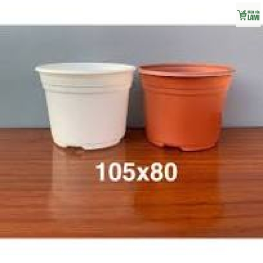 Chậu hoa Ø105 x  80 PP Sữa