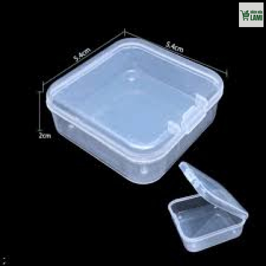 Hộp vuông 1 ngăn thấp (4 nút gài) PP Trắng Mờ + Nắp PP Trong