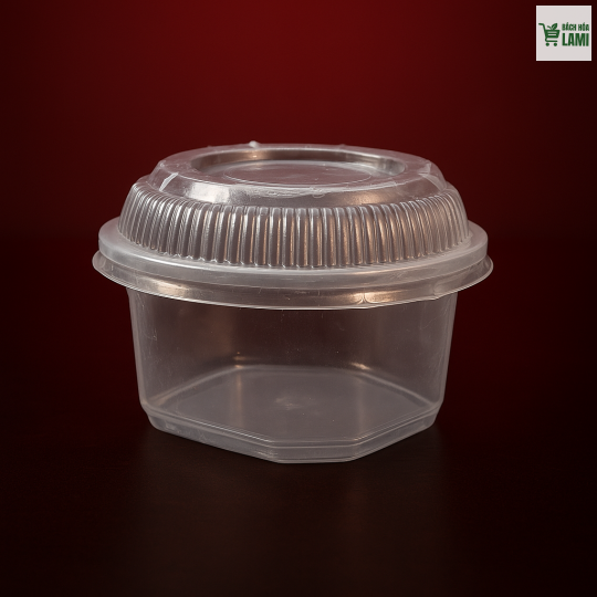 Tô 141 vuông PP Trong (600ml) + Nắp PP Trong