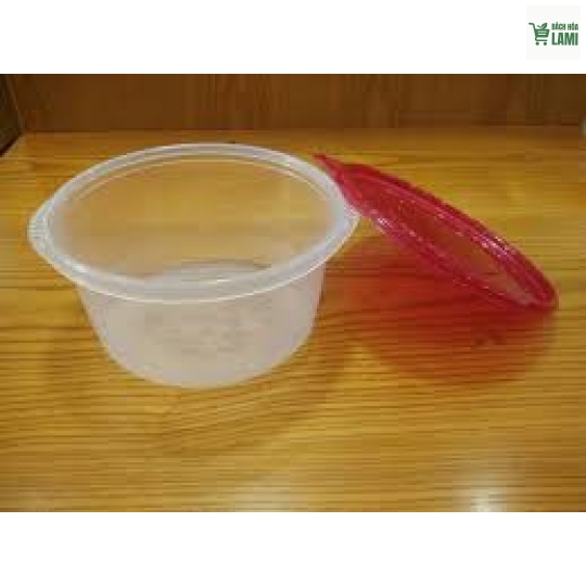 Hộp tròn 48OZ (1420ml) PP Trong + Nắp PP Đỏ