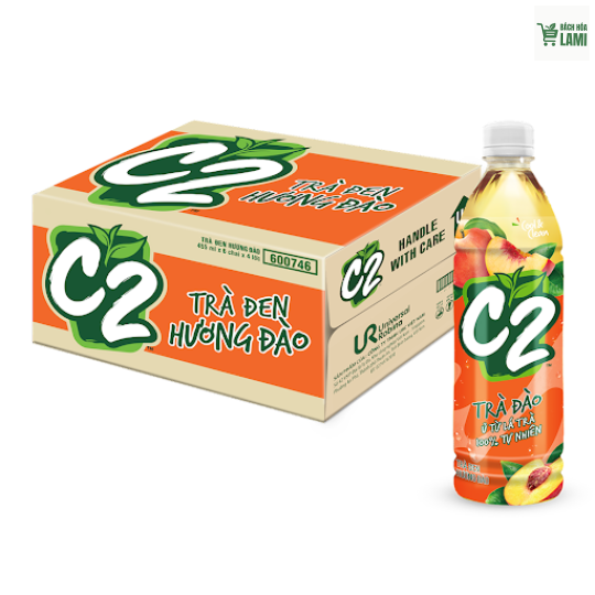 Trà đen C2 hương đào 455ml - 1 thùng