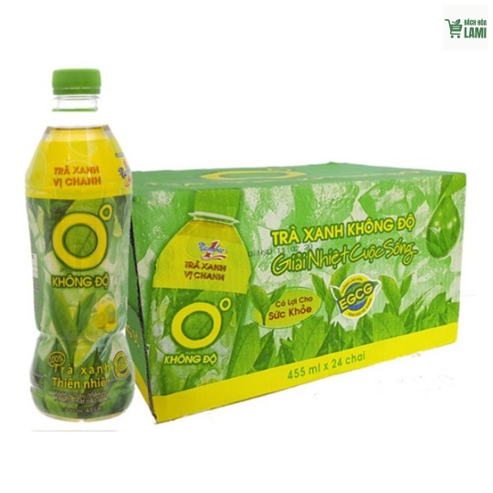 Trà xanh không độ vị chanh  455ml - 1 thùng